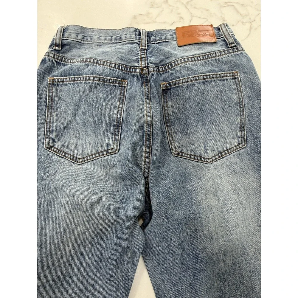 Princess Polly Jeans Womens 4 Blue Straight Leg Relaxed Light Wash 100% Cotton